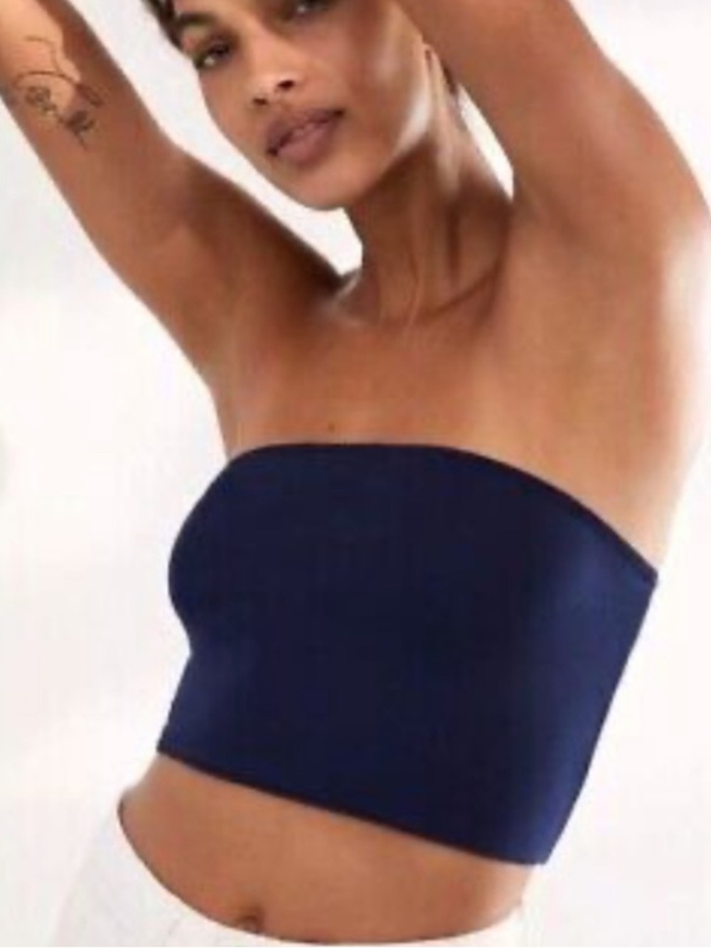 NWT- FREE PEOPLE INTIMATELY Navy Blue ribbed Strapless Bandeau Top